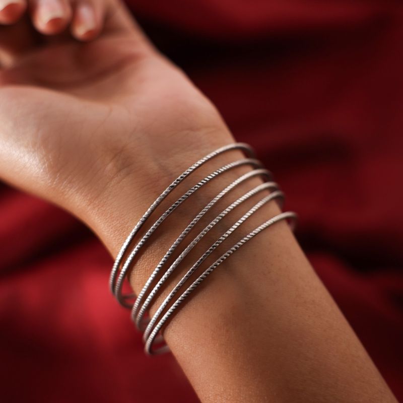 Everyday Radiance Oxidized Silver Bangles
