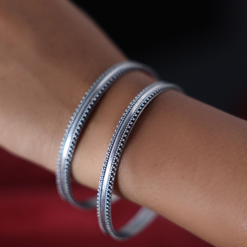 Simply Serene Oxidized Silver Bangles