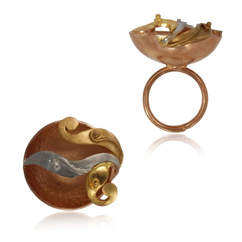 Curvy Three Tone Colored Ring