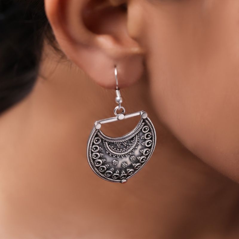 Festive Charmer Oxidized Silver Hook Earrings