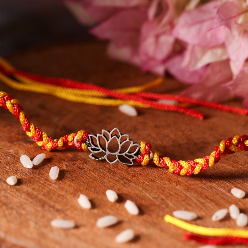 Exquisite Lotus Silver Rakhi