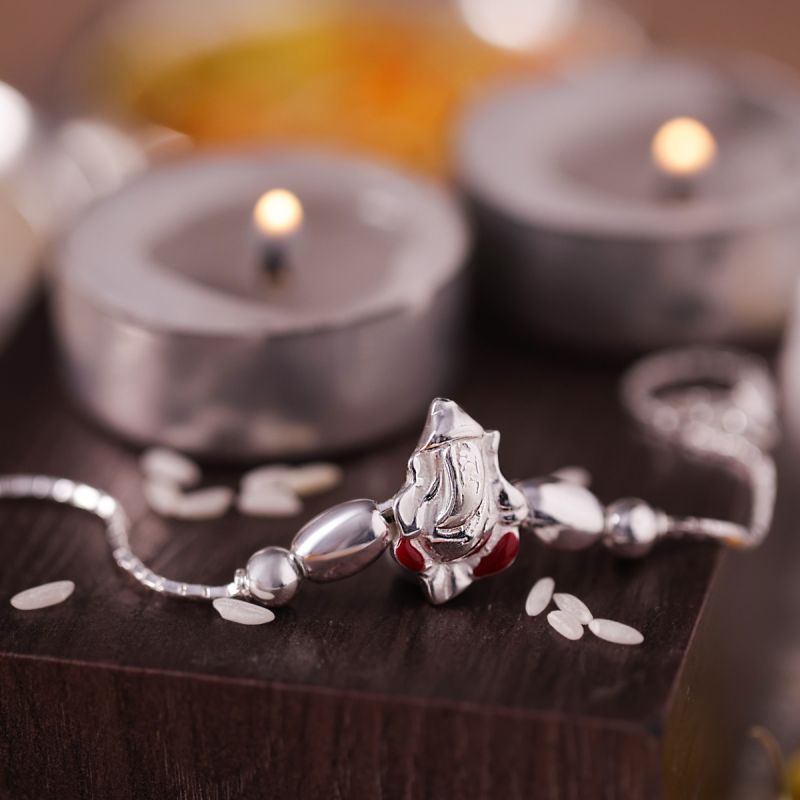 Divine Ganesha Silver Rakhi
