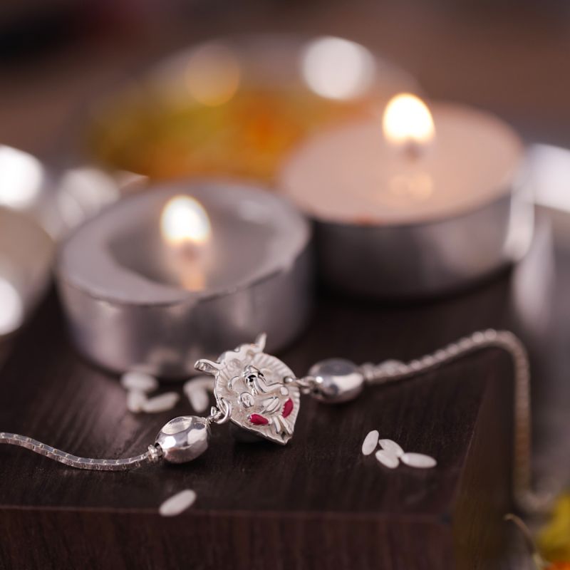 Auspicious Bappa Silver Rakhi