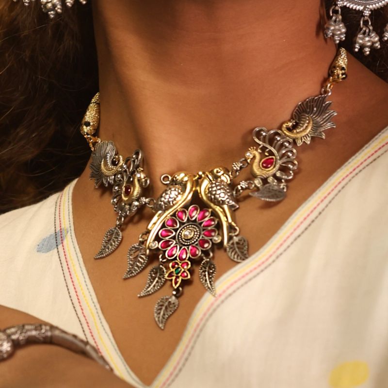 Artsy Mayur Oxidized Silver Necklace