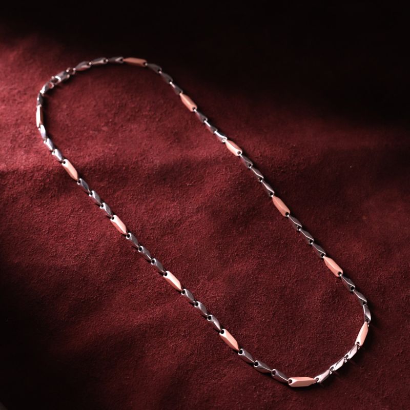 Premium Dual-Tone Men Silver Chain