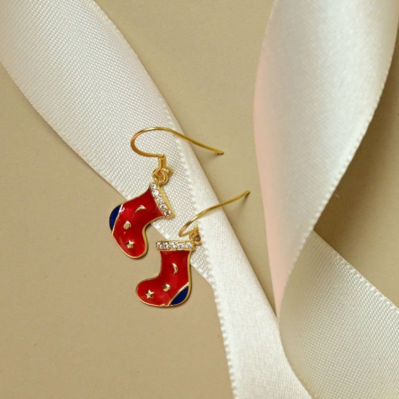 Santa's Stocking Silver Earrings